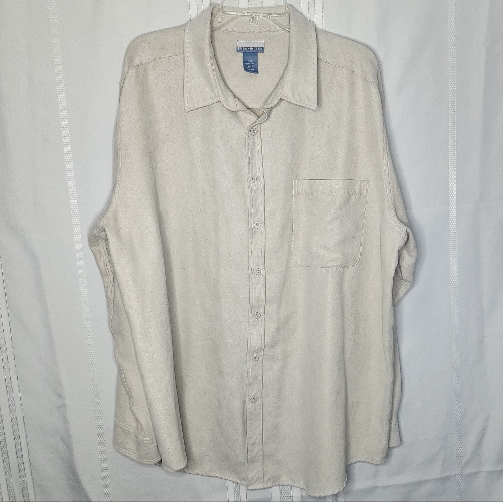 Breakwater Faux Suade Cream Button-Up Shirt